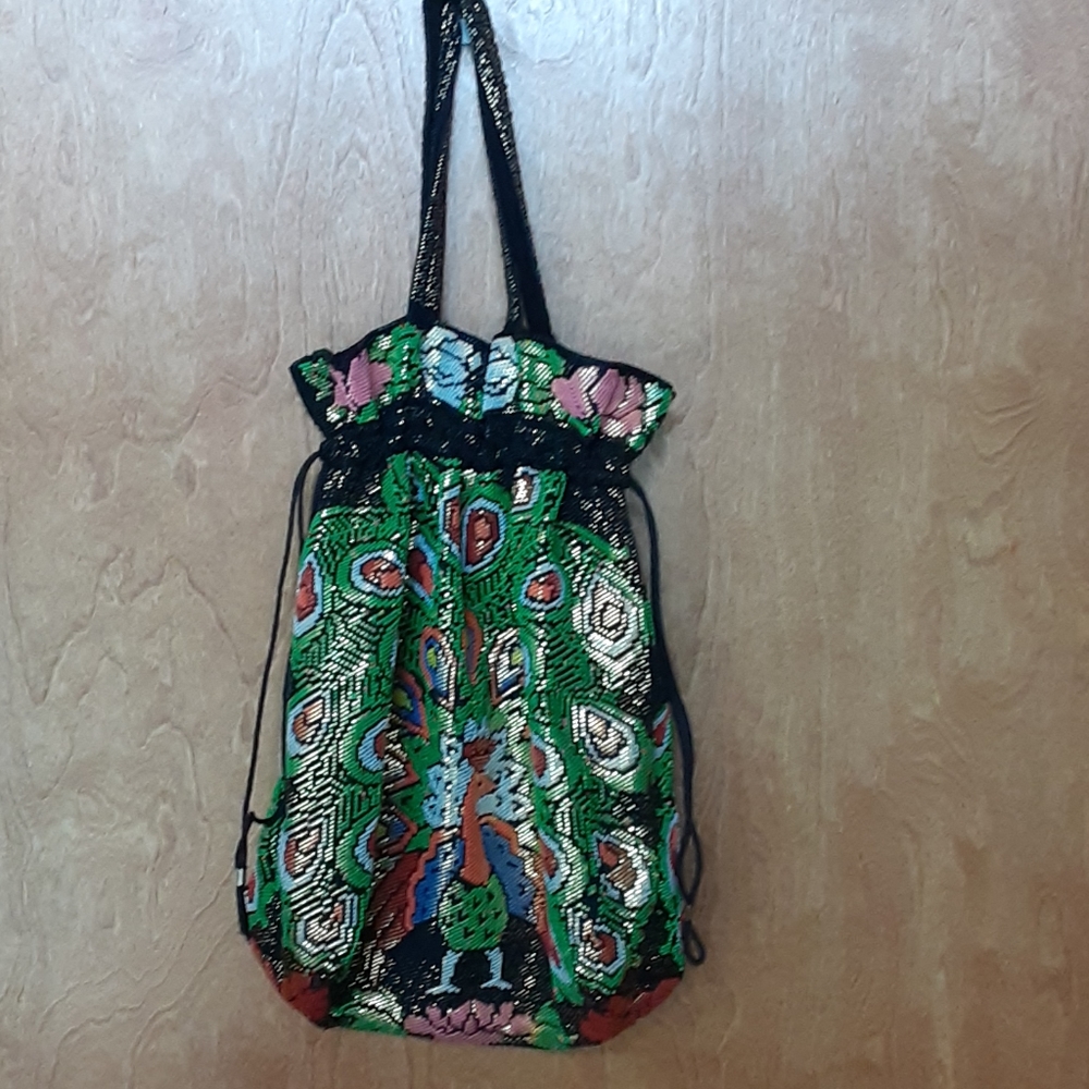 BEADED DRAWSTRING BAG